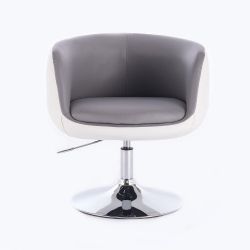 Kosmetická židle MONTANA na stříbrné kulaté podstavě - šedobílá