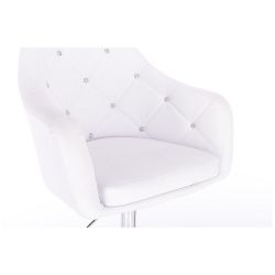 Kosmetická židle ROMA na černé kulaté podstavě - bílé