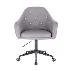Kosmetická židle ROMA na černé podstavě s kolečky - šedá