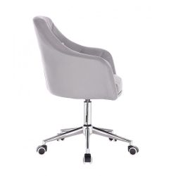 Kosmetická židle ROMA na stříbrné podstavě s kolečky - šedá