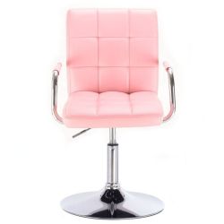 Kosmetická židle VERONA na stříbrné kulaté podstavě - růžová