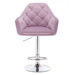  Barová židle ANDORA VELUR na stříbrné kulaté podstavě - fialová
