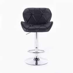 Barová židle MILANO na kulaté stříbrné podstavě - černá