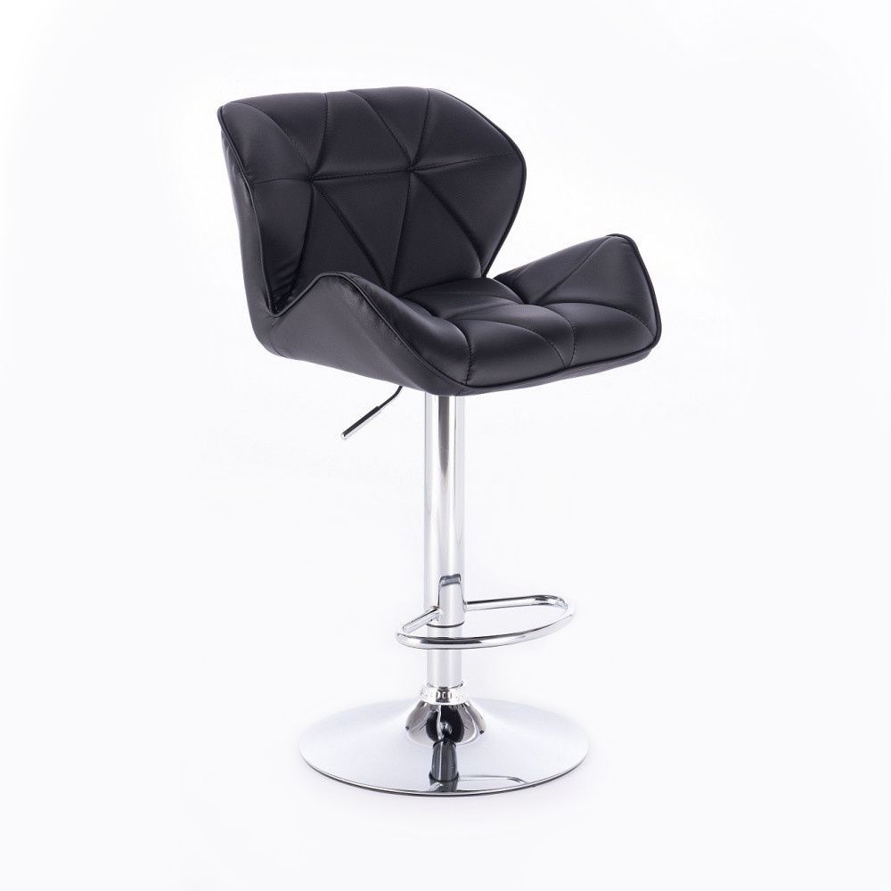 Barová židle MILANO na kulaté stříbrné podstavě - černá