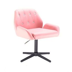 Kosmetická židle LION na černém kříži - růžová