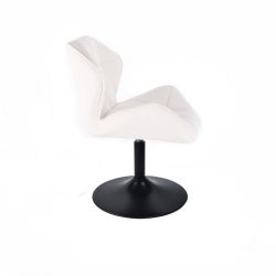 Kosmetická židle MILANO na černé kulaté podstavě - bílá