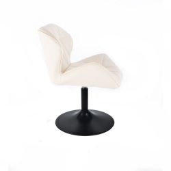 Kosmetická židle MILANO na černé kulaté podstavě - krémová
