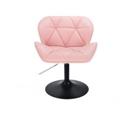 Kosmetická židle MILANO na černé kulaté podstavě - růžová