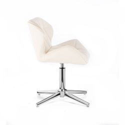 Kosmetická židle MILANO na stříbrném kříži - krémová