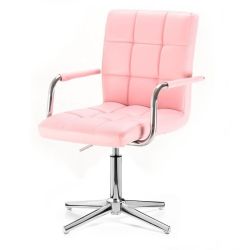 Kosmetická židle VERONA na stříbrném kříži - růžová