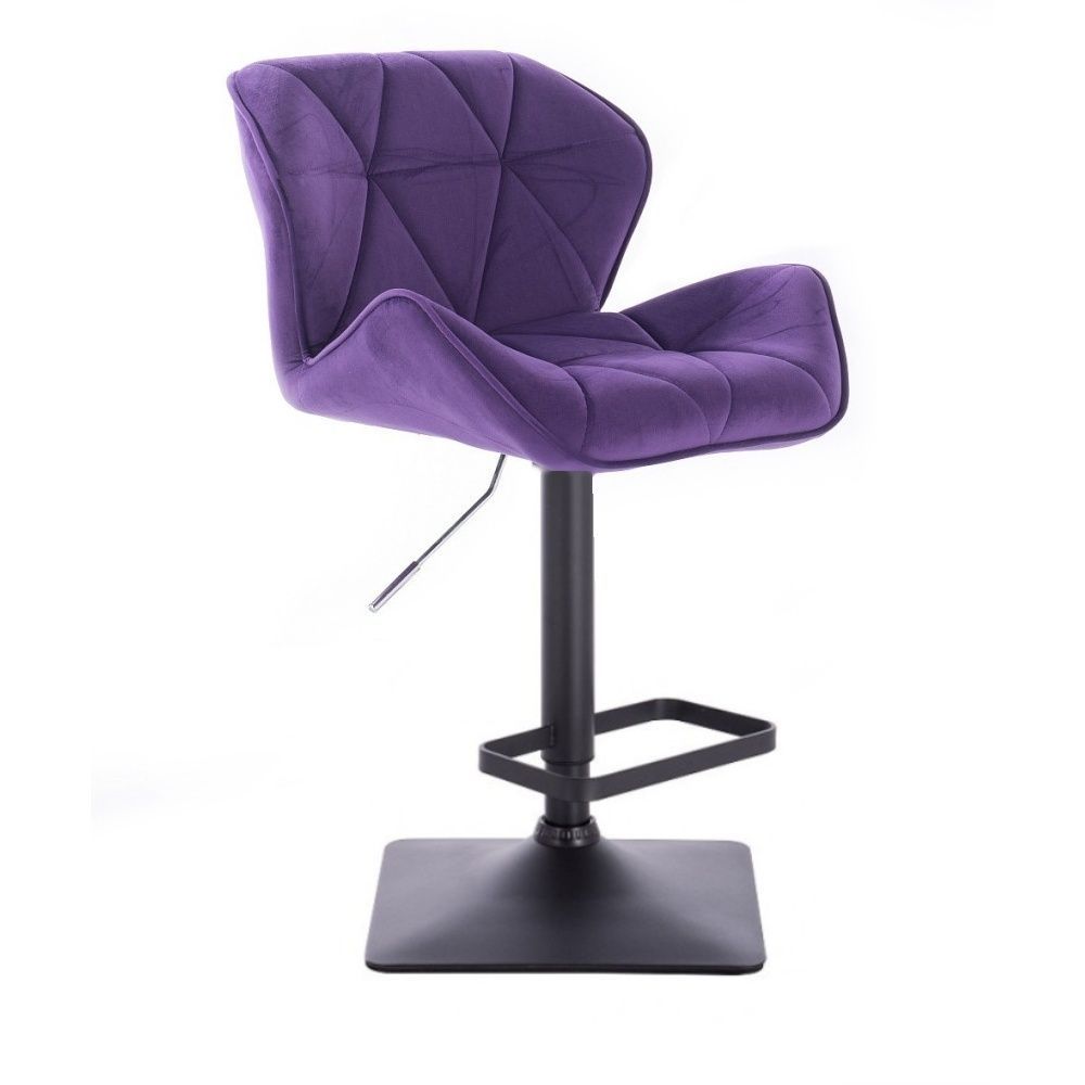 Barová židle MILANO VELUR na černé podstavě - fialový vřes