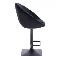 Barová židle VERA VELUR na černé podstavě - černá