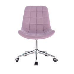 Kosmetická židle PARIS VELUR na stříbrné základně s koly - fialový vřes