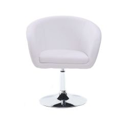Kosmetická židle VENICE na stříbrné kulaté podstavě - bílá