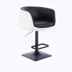  Barová židle MONTANA na černé podstavě - bílo-černá