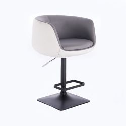 Barová židle MONTANA na černé podstavě - bílo-šedá