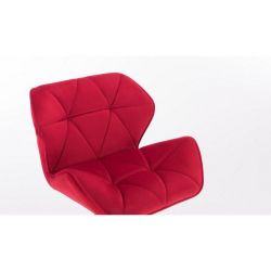Kosmetická židle MILANO VELUR na černé podstavě s kolečky - červená