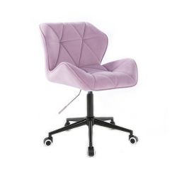 Kosmetická židle MILANO VELUR na černé podstavě s kolečky - fialový vřes