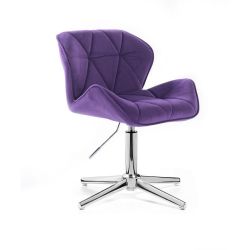 Kosmetická židle MILANO VELUR na stříbrném kříži - fialová