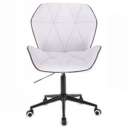 Kosmetická židle MILANO MAX na černé podstavě s kolečky - bílá