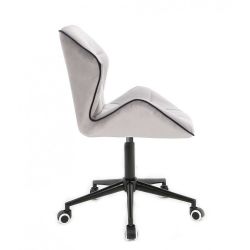 Kosmetická židle MILANO MAX VELUR na černé podstavě s kolečky - šedá