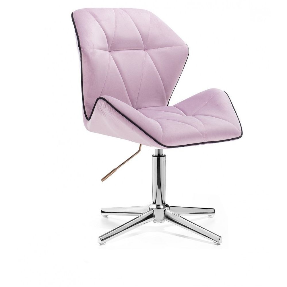 Kosmetická židle MILANO MAX VELUR na stříbrném kříži - fialový vřes