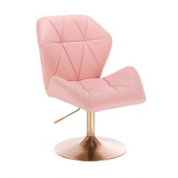 Kosmetická židle MILANO MAX na zlatém talíři - růžová