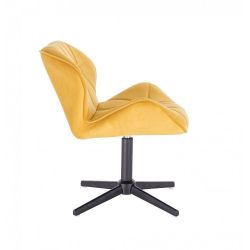 Kosmetická židle MILANO VELUR na černém kříži - žlutá
