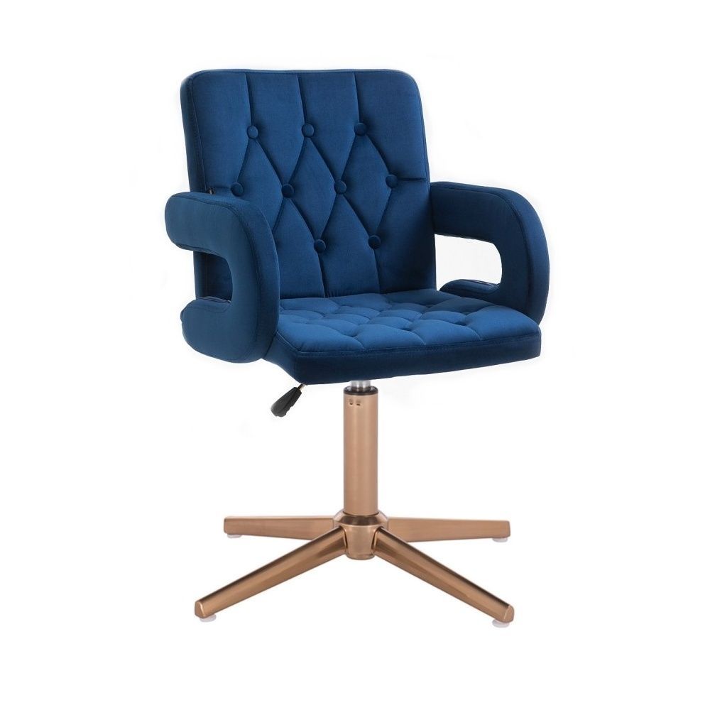 Kosmetická židle BOSTON VELUR na zlatém kříži - modrá LuxuryForm