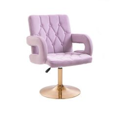 Kosmetická židle BOSTON VELUR na zlatém talíři - fialový vřes