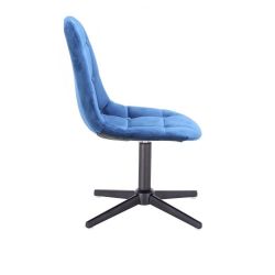 Kosmetická židle SAMSON VELUR na černém kříži - modrá