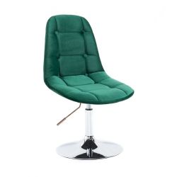 Kosmetická židle SAMSON VELUR na stříbrném talíři - zelená