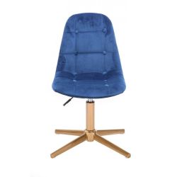 Kosmetická židle SAMSON VELUR na zlatém kříži - modrá