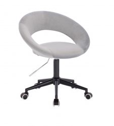 Kosmetická židle NAPOLI VELUR na černé podstavě s kolečky - světle šedáŽidle NAPOLI VELUR na černé podstavě s kolečky - světle šedá