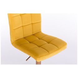 Kosmetická židle TOLEDO VELUR na zlaté podstavě s kolečky - žlutá