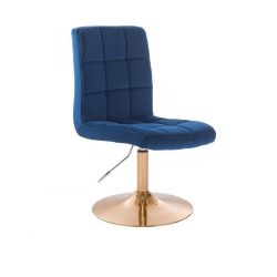 Kosmetická židle TOLEDO VELUR na zlatém talíři - modrá