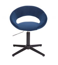 Kosmetická židle NAPOLI VELUR na černém kříži - modrá