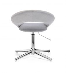 Kosmetická židle NAPOLI VELUR na stříbrném kříži - světle šedá