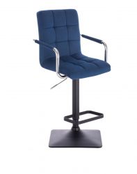 Barová židle VERONA VELUR na černé základně - modrá
