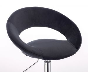 Kosmetická židle NAPOLI VELUR na černé podstavě s kolečky - černá