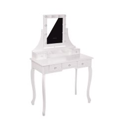  Toaletní stolek MONICA s LED osvětleným zrcadlem - bílý