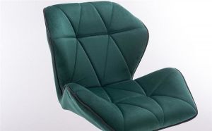 Kosmetická židle MILANO MAX VELUR na stříbrném kříži - zelená