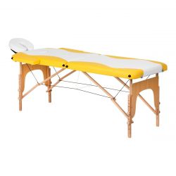 Skládací masážní stůl WOOD KOMFORT 2 Activ Fizjo, bílo-žlutý