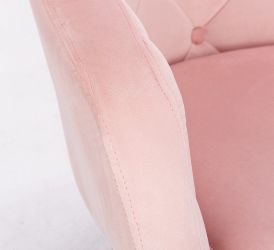 Kosmetické křeslo ANDORA VELUR na zlaté podstavě s kolečky - světle růžové