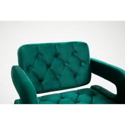 Barová židle  ADRIA VELUR na černém talíři - zelená