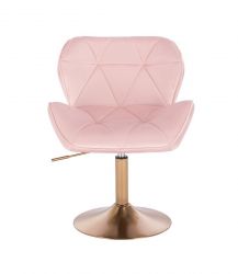 Kosmetická židle MILANO VELUR na zlatém talíři - světle růžová