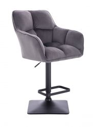 Barová židle AMALFI VELUR na černé hranaté podstavě - tmavě šedá