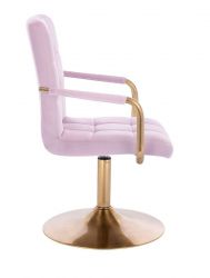 Kosmetická židle VERONA GOLD VELUR na zlatém talíři - levandule