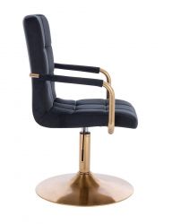 Kosmetická židle VERONA GOLD VELUR na zlatém talíři - černá
