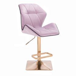 Barová židle MILANO MAX VELUR na zlaté hranaté podstavě - fialový vřes